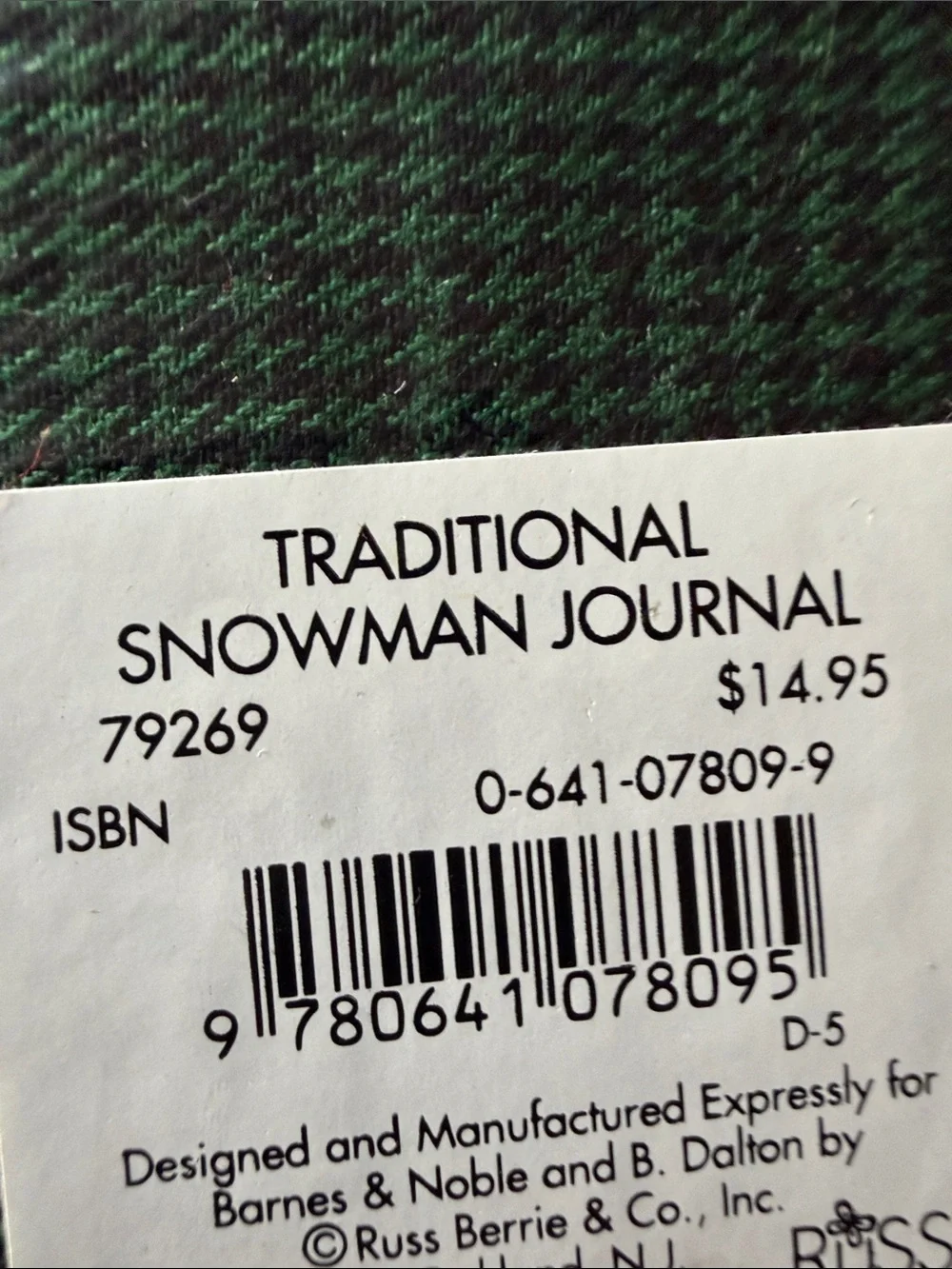 Red 'Cherish the Magic' Snowman Holiday book journal